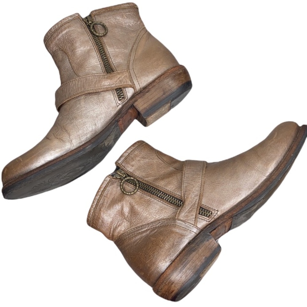 Fiorentini+Baker Brown Leather Ankle Moto Boots size 37